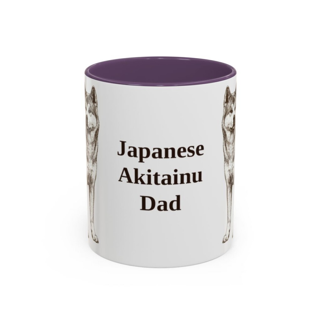 11oz Japanese Akitainu Dog Dad Mug, Purple, front view