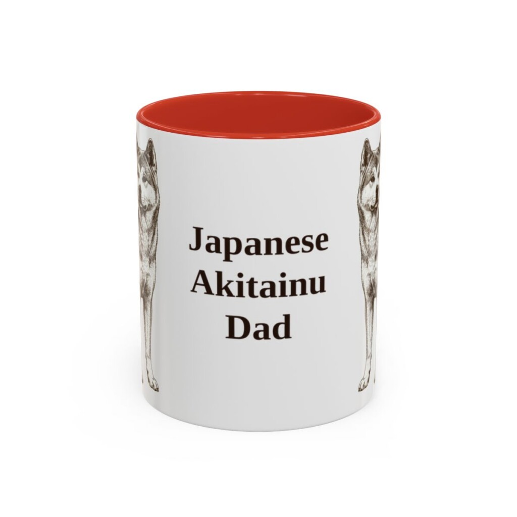 11oz Japanese Akitainu Dog Dad Mug, Red, front view