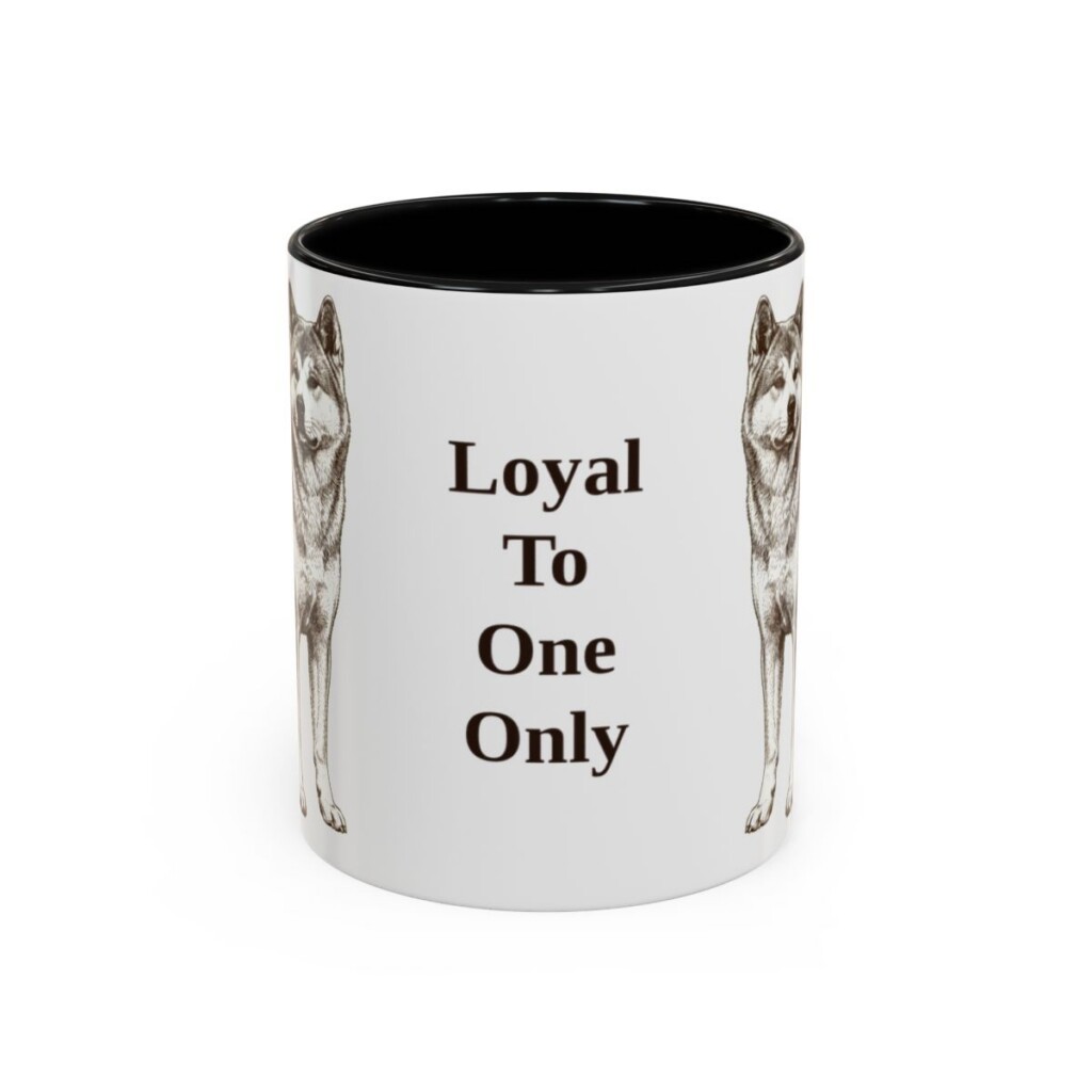 11oz Funny Japanese Akitainu Mug, Black, front view