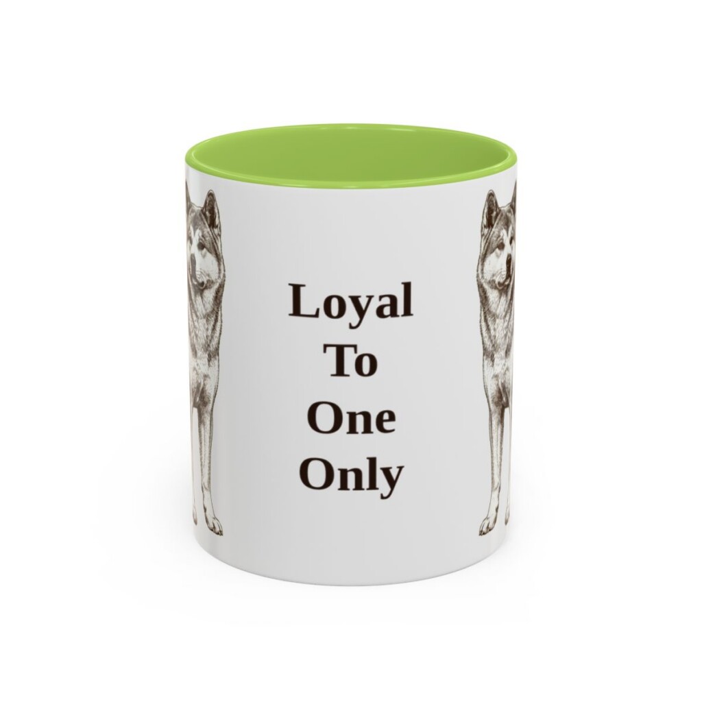 11oz Funny Japanese Akitainu Mug, Light Green, front view