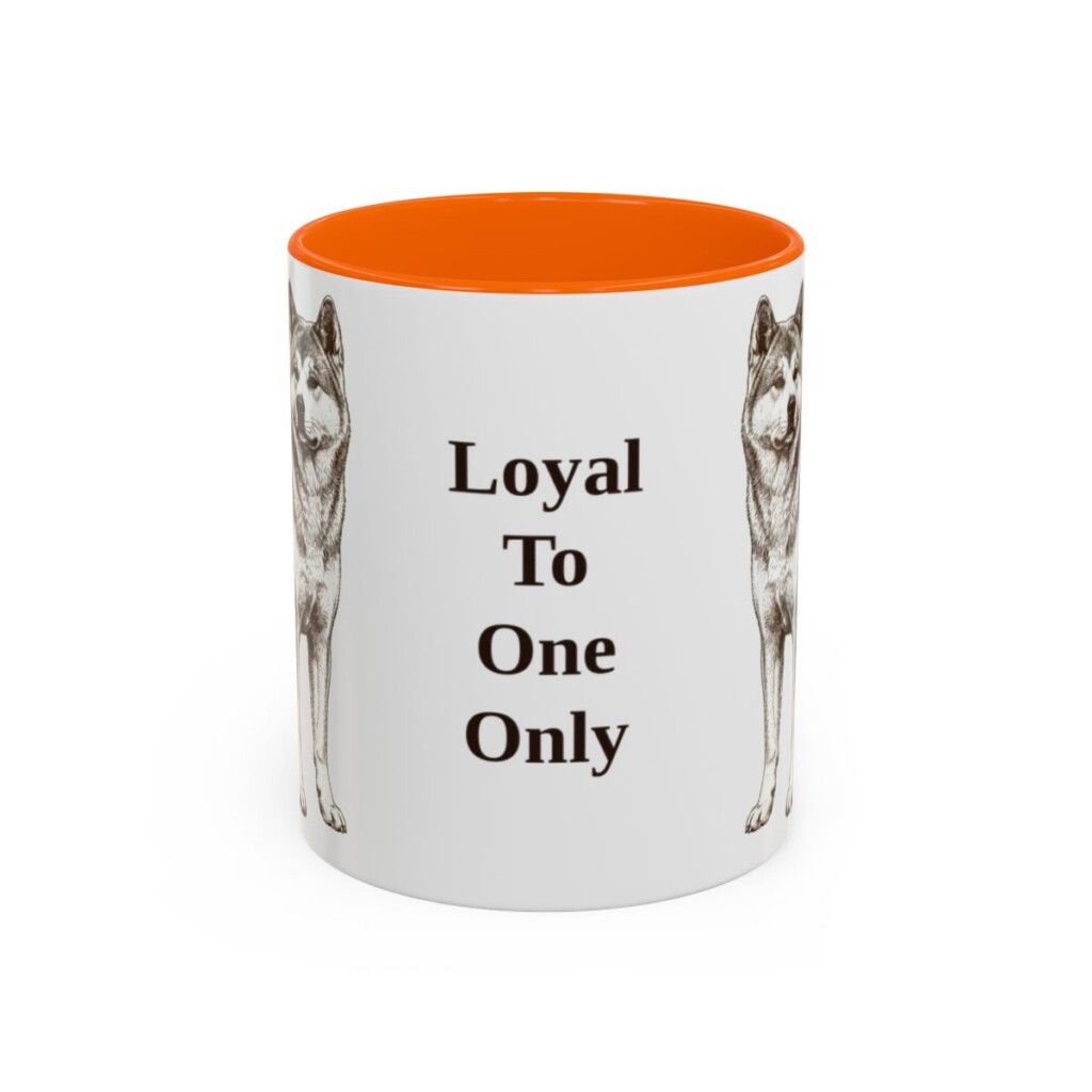 11oz Funny Japanese Akitainu Mug, Orange, front view