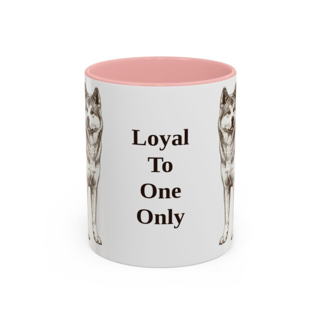 11oz Funny Japanese Akitainu Mug, Pink, front view