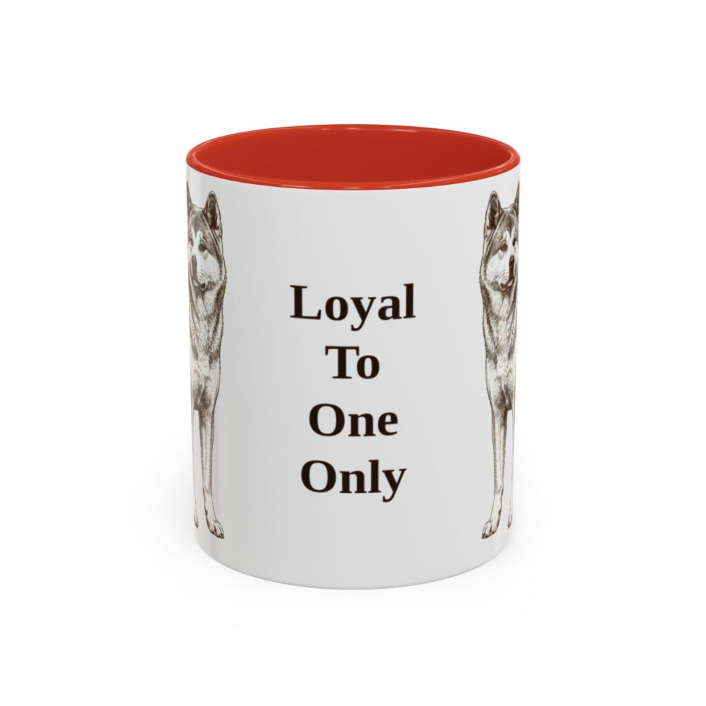 11oz Funny Japanese Akitainu Mug, Red, front view