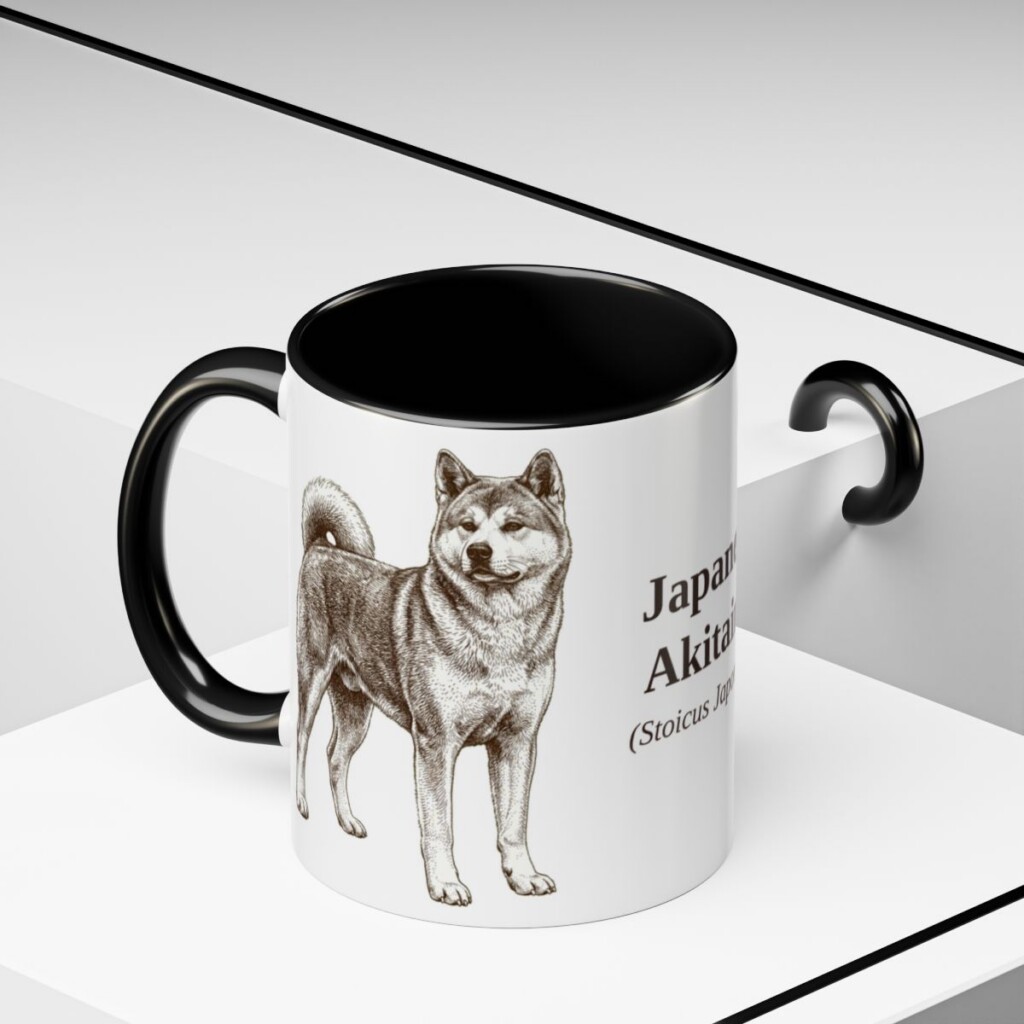 11oz Japanese Akitainu Latin Mug, Black, lifestyle photo