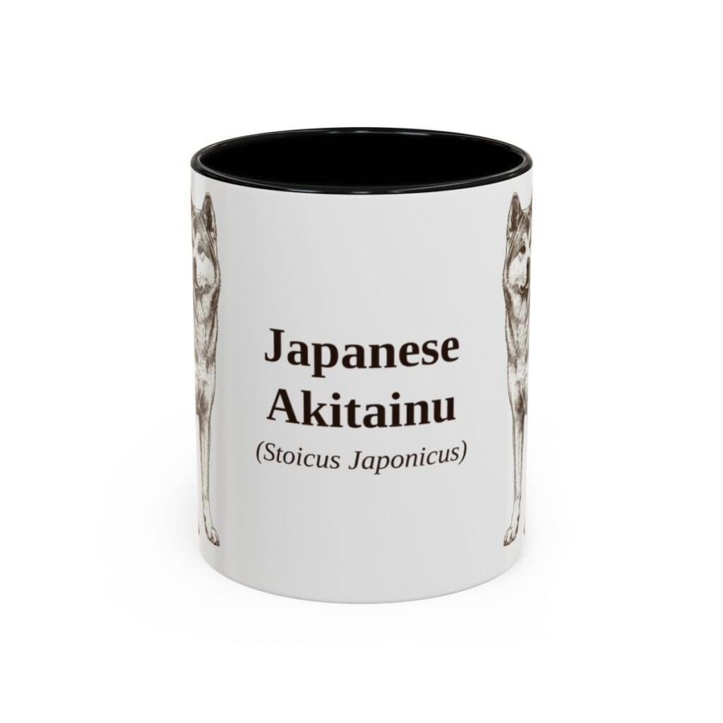 11oz Japanese Akitainu Latin Mug, Black, front view