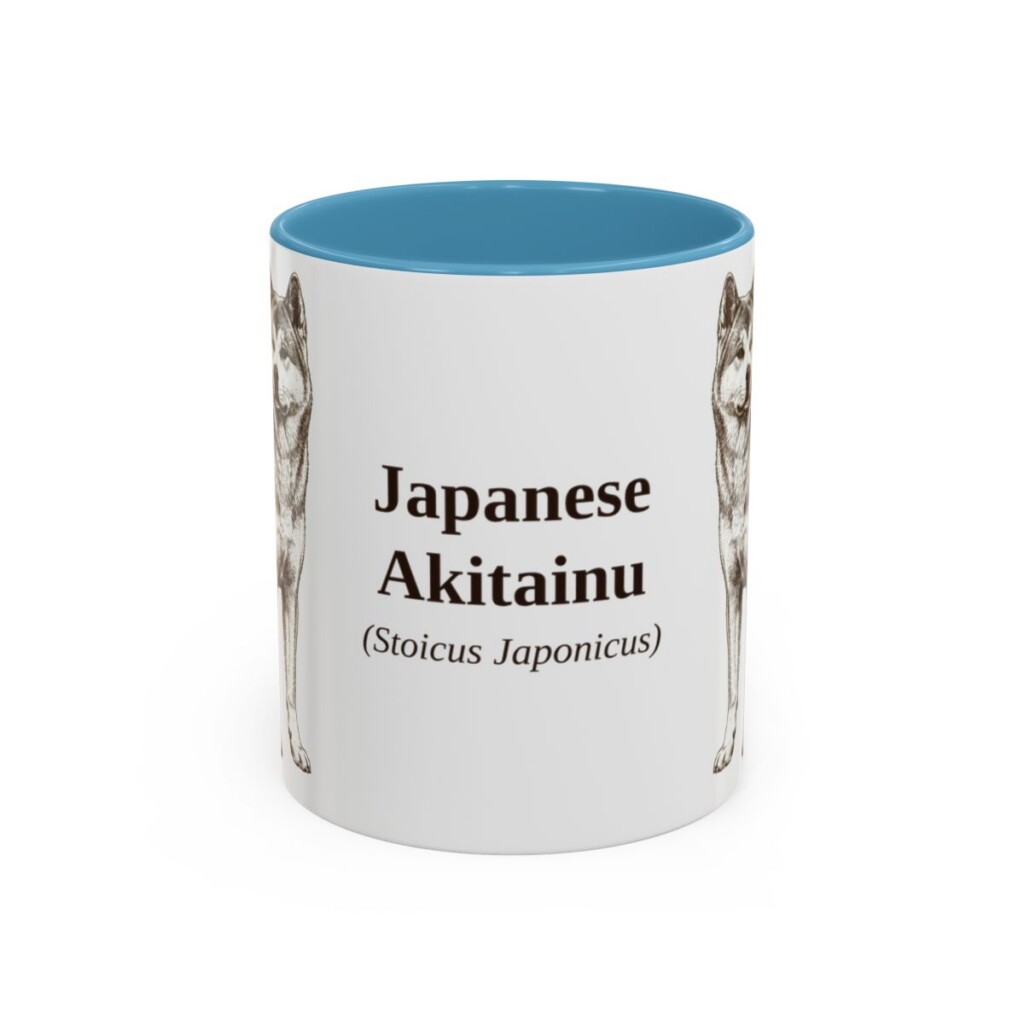 11oz Japanese Akitainu Latin Mug, Light Blue, front view