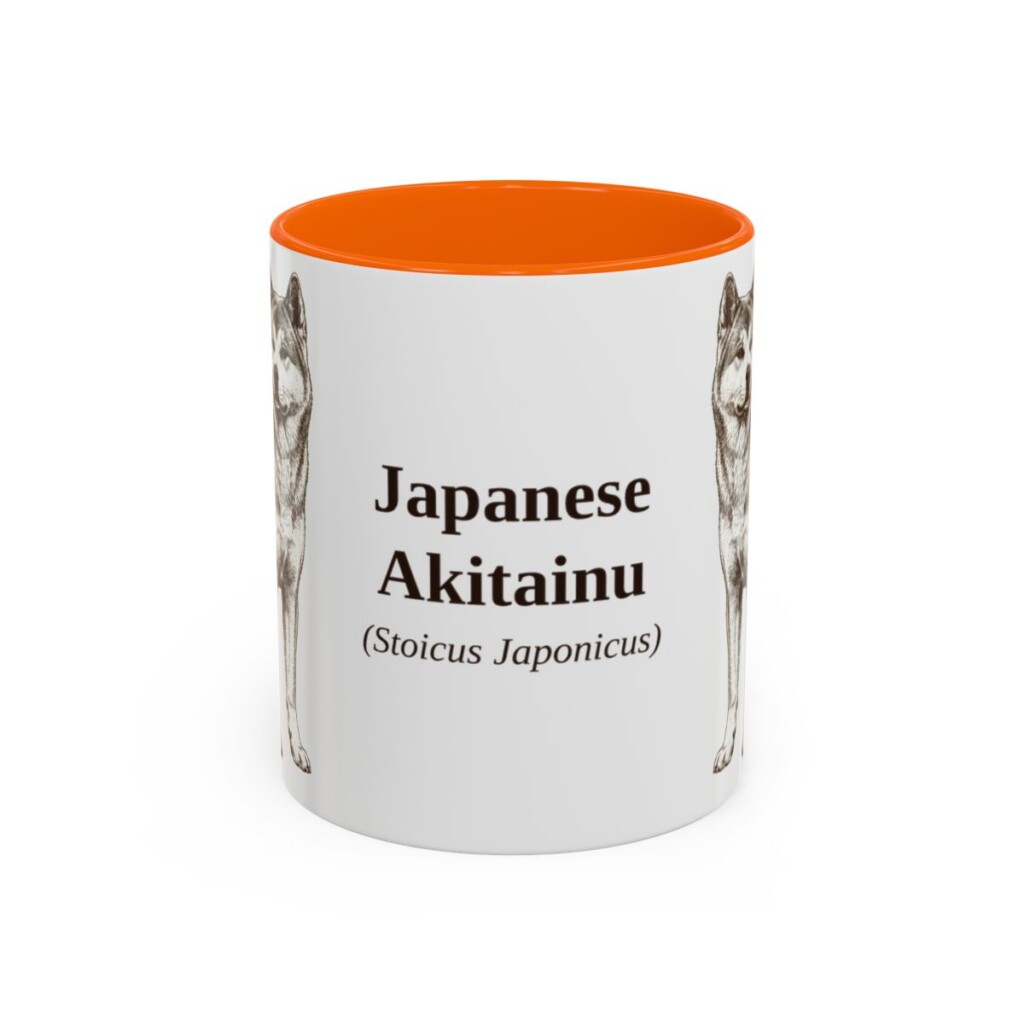 11oz Japanese Akitainu Latin Mug, Orange, front view