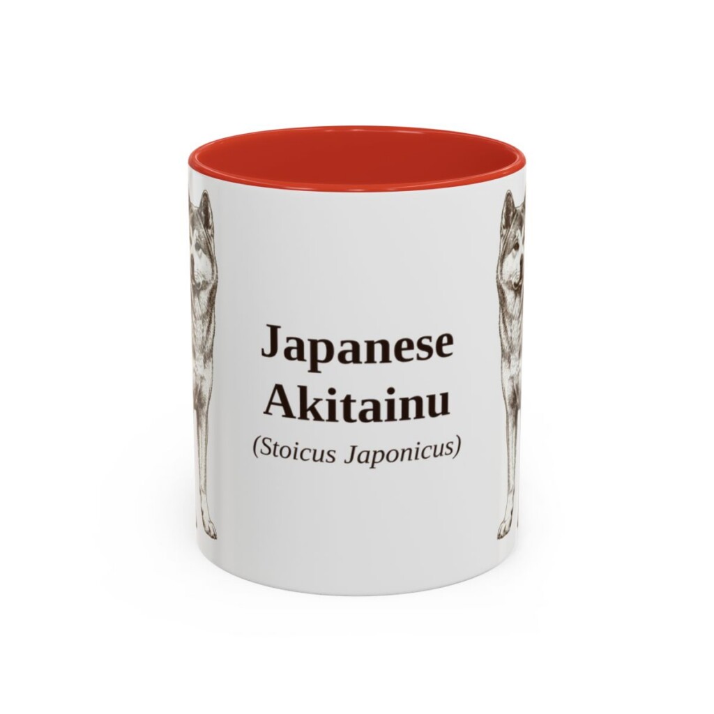 11oz Japanese Akitainu Latin Mug, Red, front view
