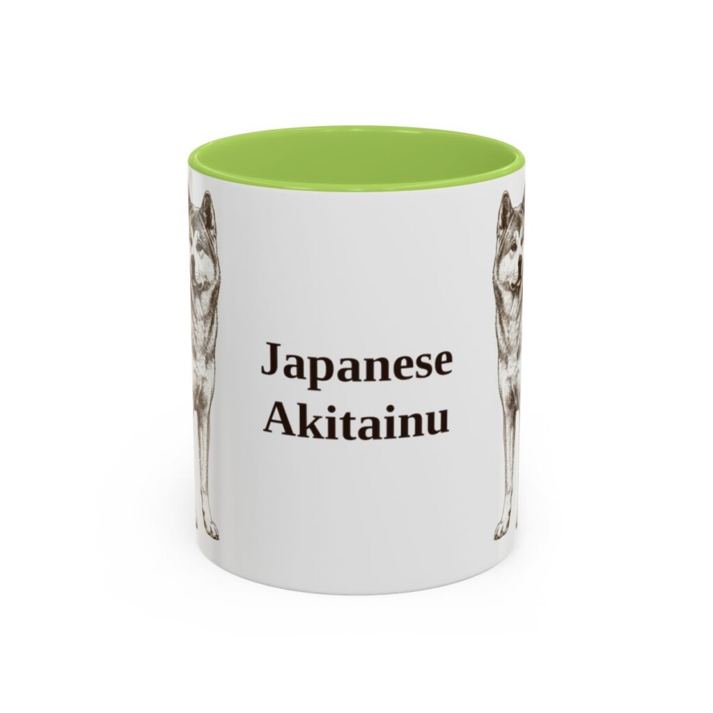 11oz Japanese Akitainu Mug, Light Green, front view
