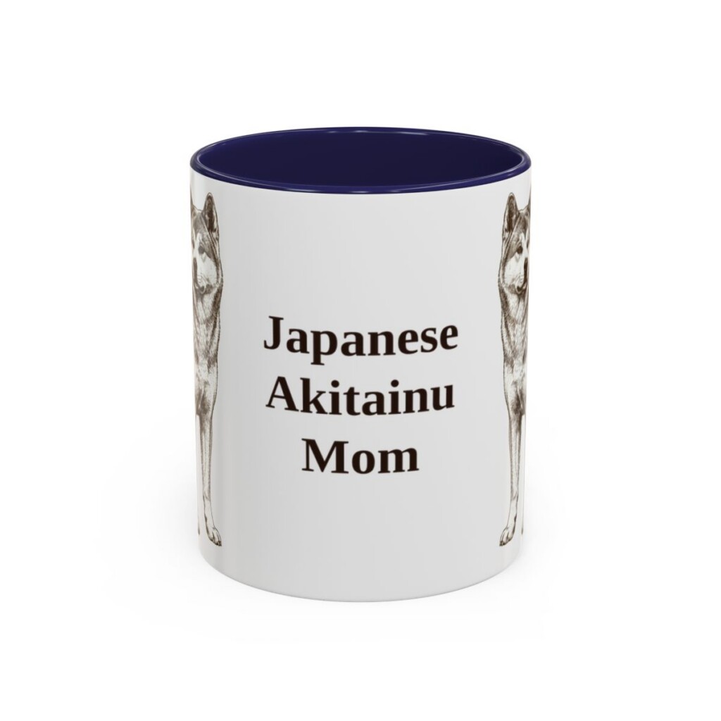 11oz-japanese-akitainu-mug-mom-navy 11oz Japanese Akitainu Dog Mom Mug, Navy, front view