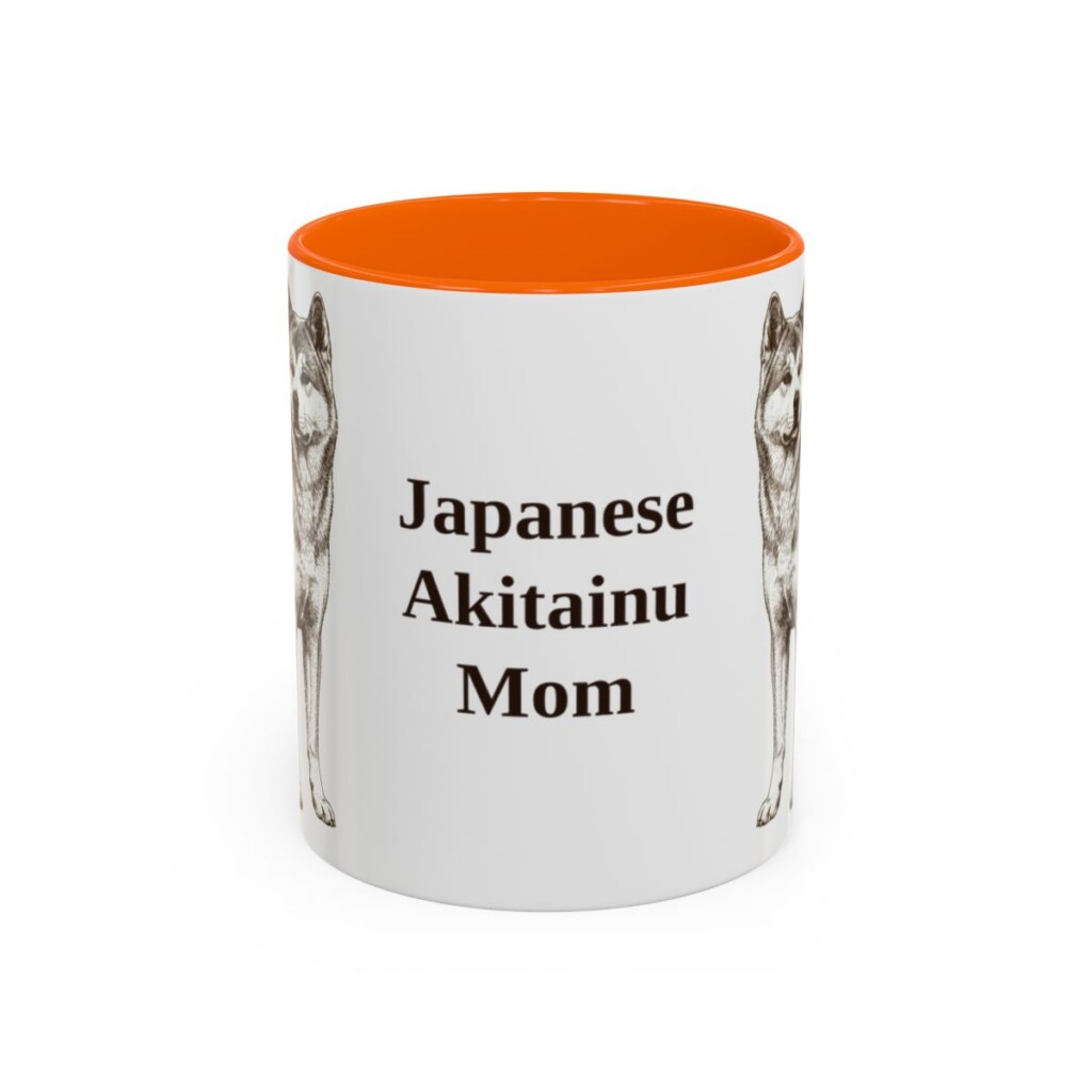 11oz-japanese-akitainu-mug-mom-orange 11oz Japanese Akitainu Dog Mom Mug, Orange, front view