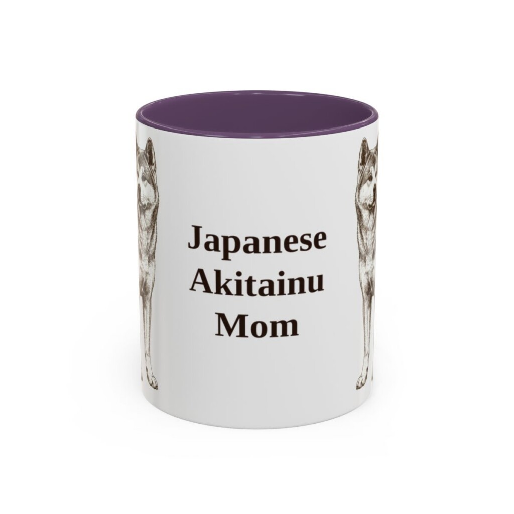 11oz-japanese-akitainu-mug-mom-purple 11oz Japanese Akitainu Dog Mom Mug, Purple, front view