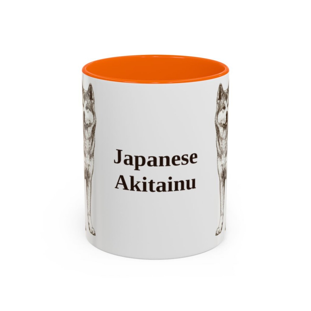 11oz Japanese Akitainu Mug, Orange, front view