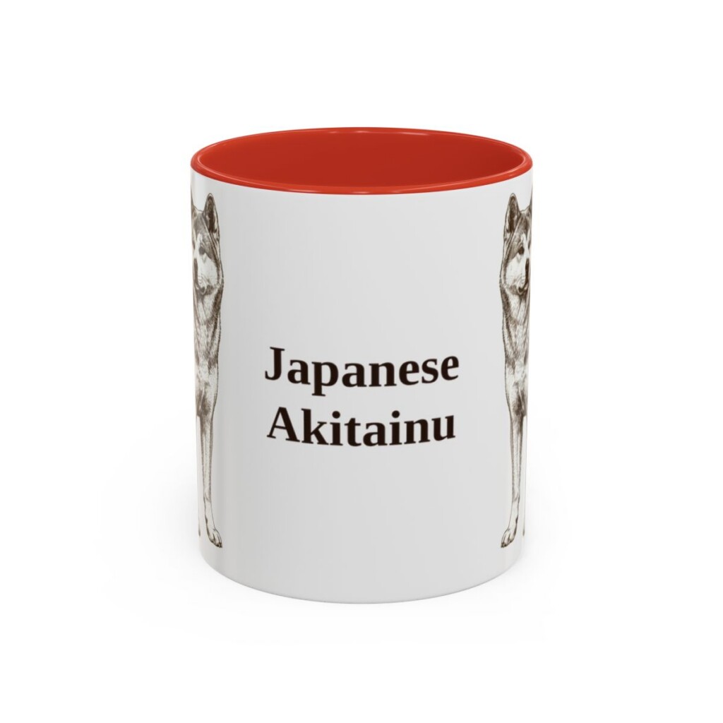 11oz Japanese Akitainu Mug, Red, front view