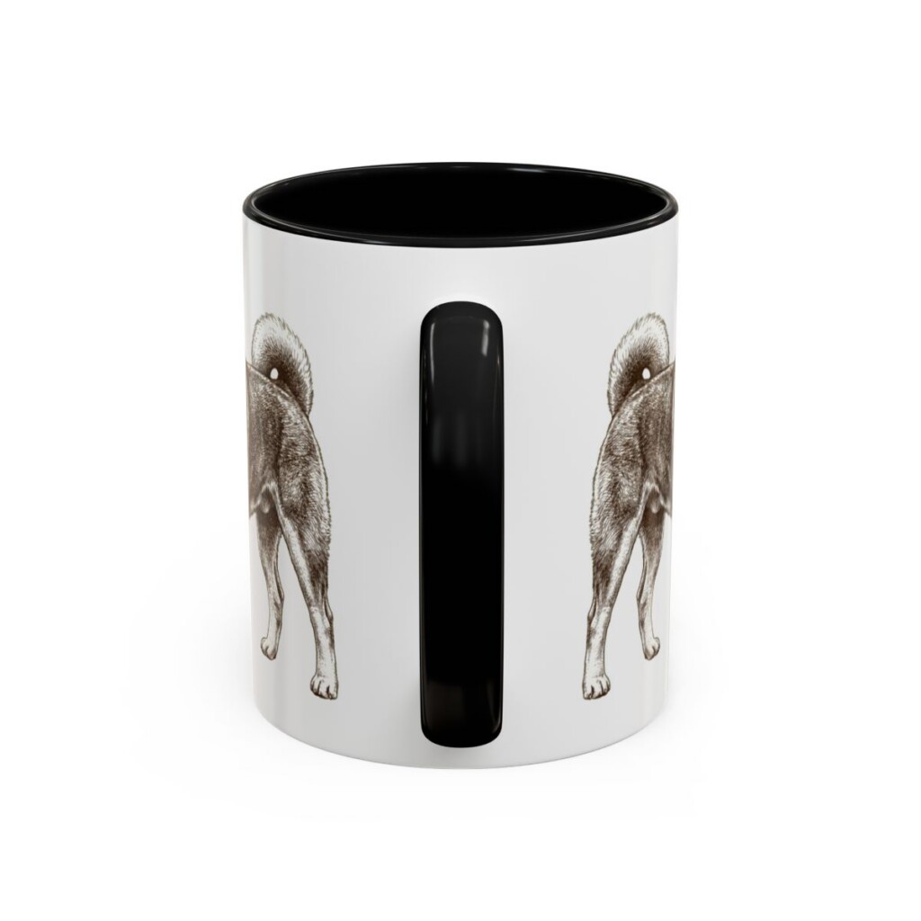 11oz Japanese Akitainu Mug, Black, back view