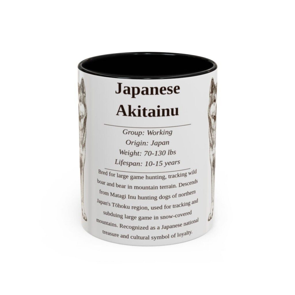 11oz Japanese Akitainu Mug, Black, front view