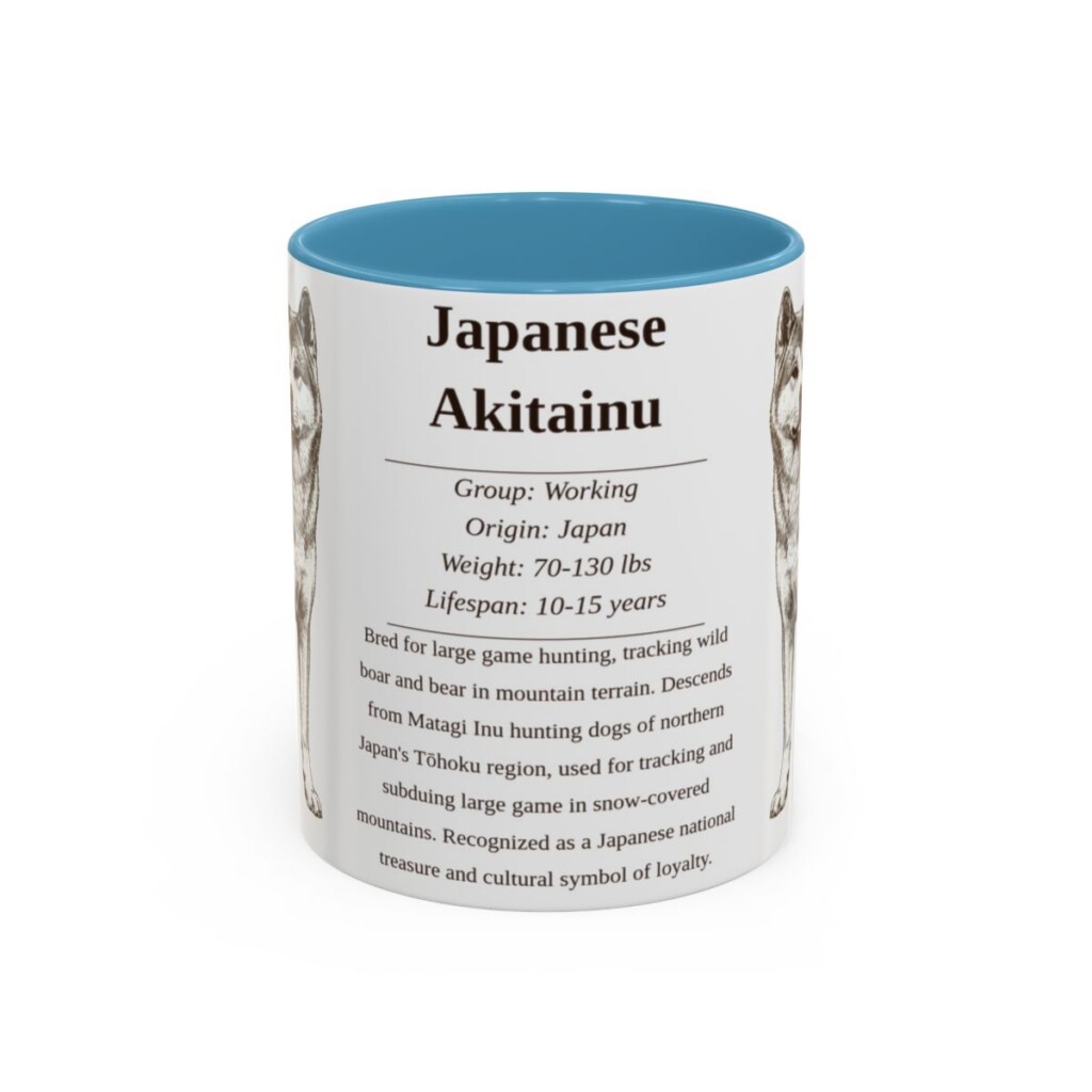11oz Japanese Akitainu Mug, Light Blue, front view