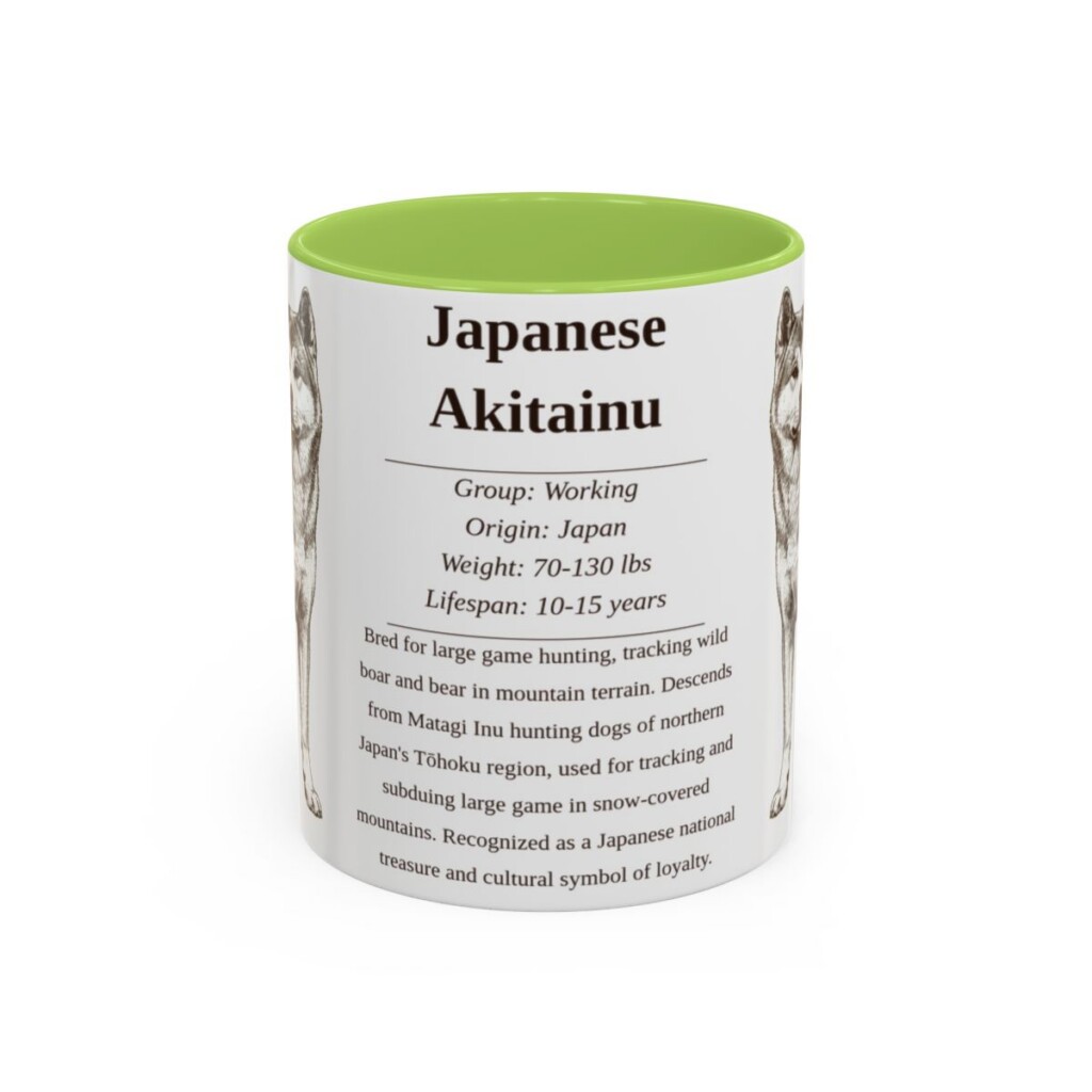 11oz Japanese Akitainu Mug, Light Green, front view