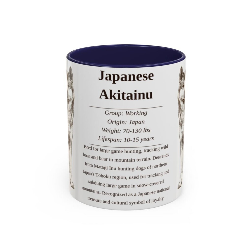 11oz Japanese Akitainu Mug, Navy, front view