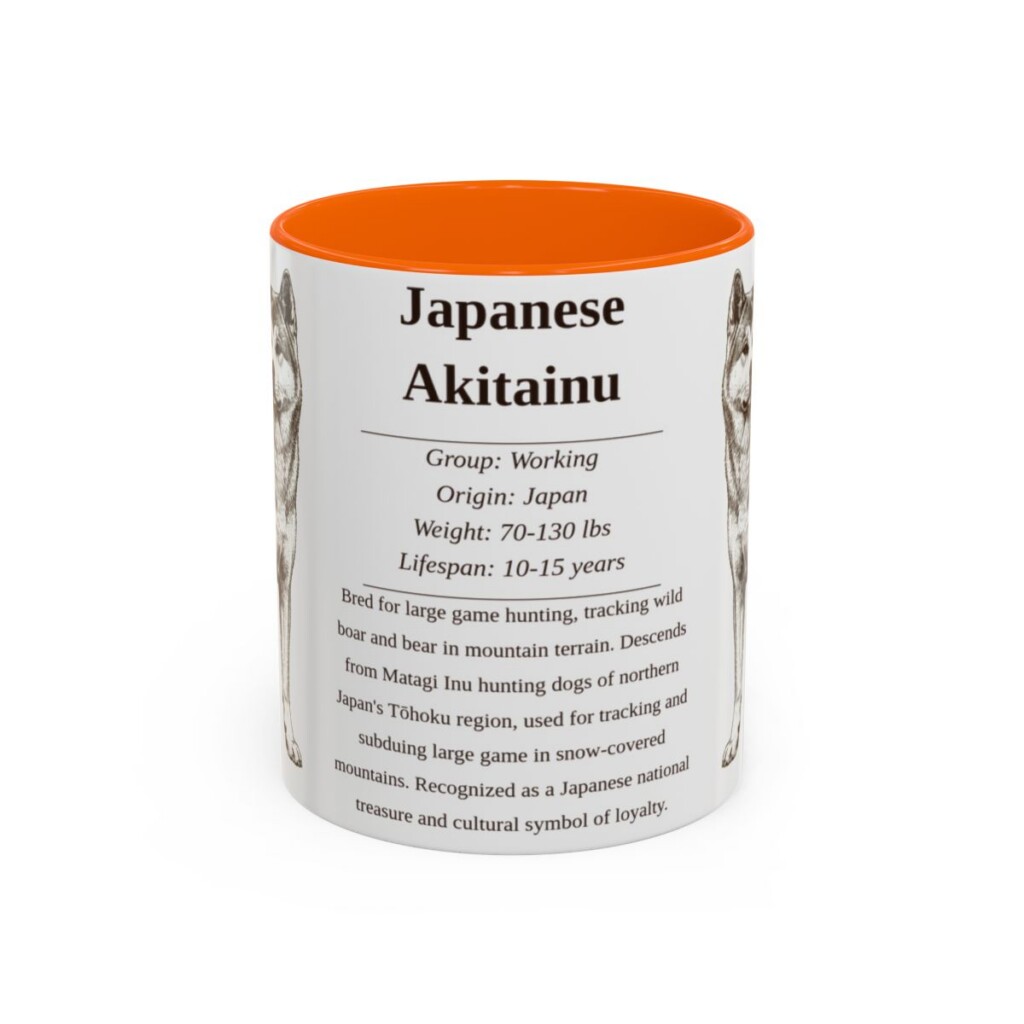 11oz Japanese Akitainu Mug, Orange, front view