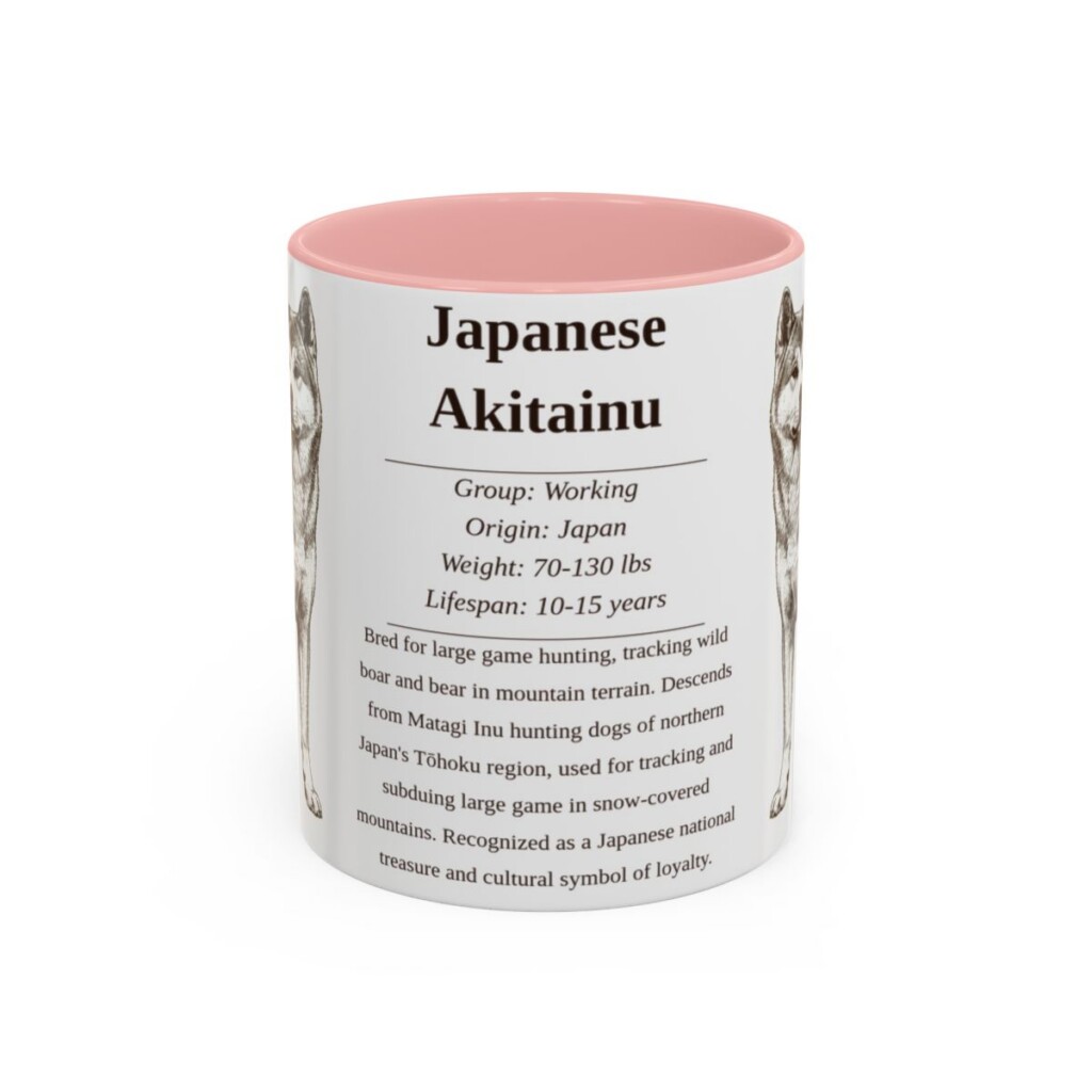 11oz Japanese Akitainu Mug, Pink, front view