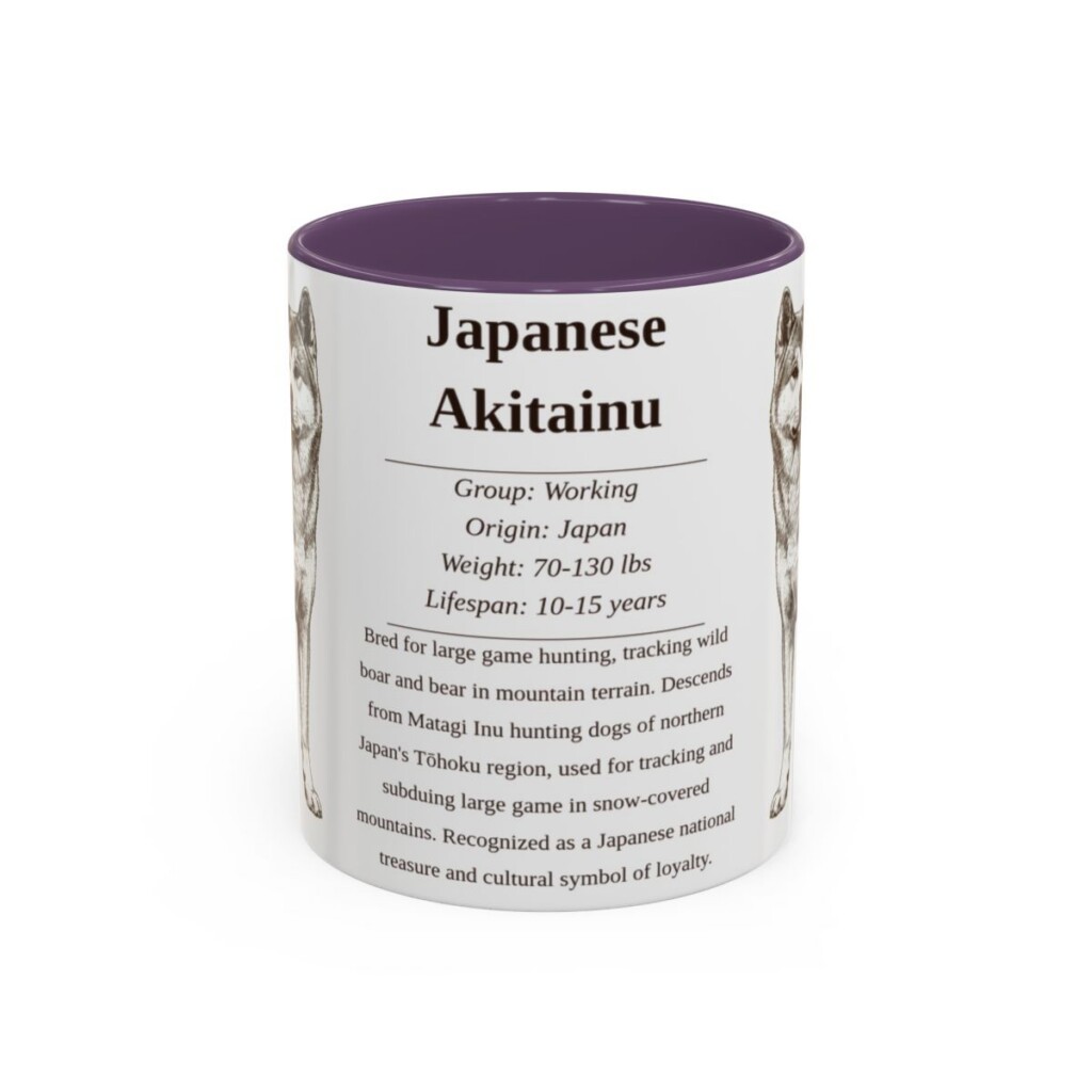 11oz Japanese Akitainu Mug, Purple, front view