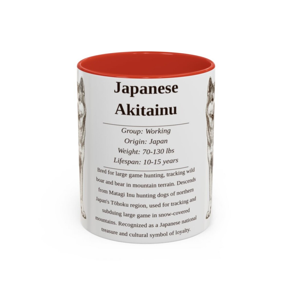 11oz Japanese Akitainu Mug, Red, front view