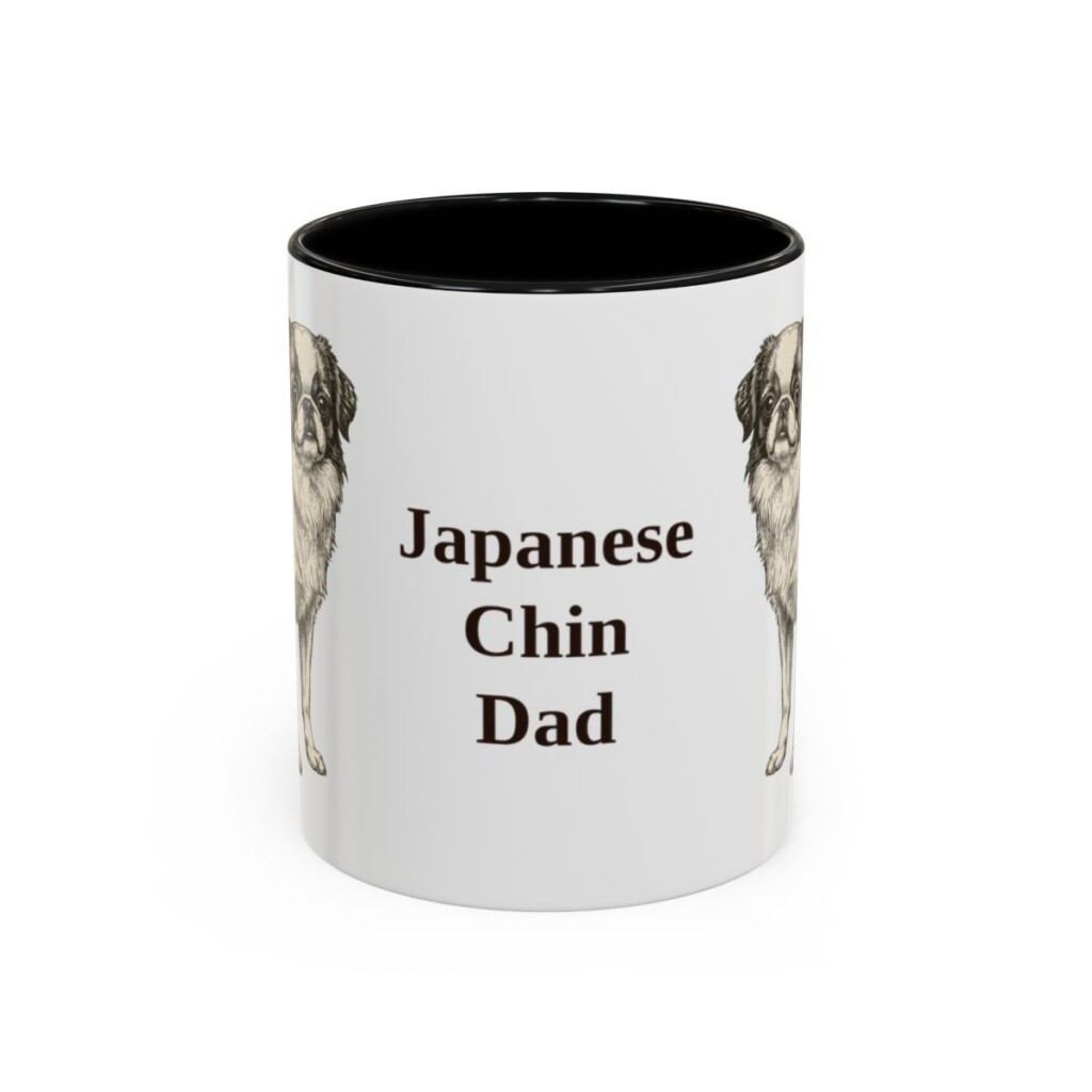 11oz Japanese Chin Dog Dad Mug, Black, front view