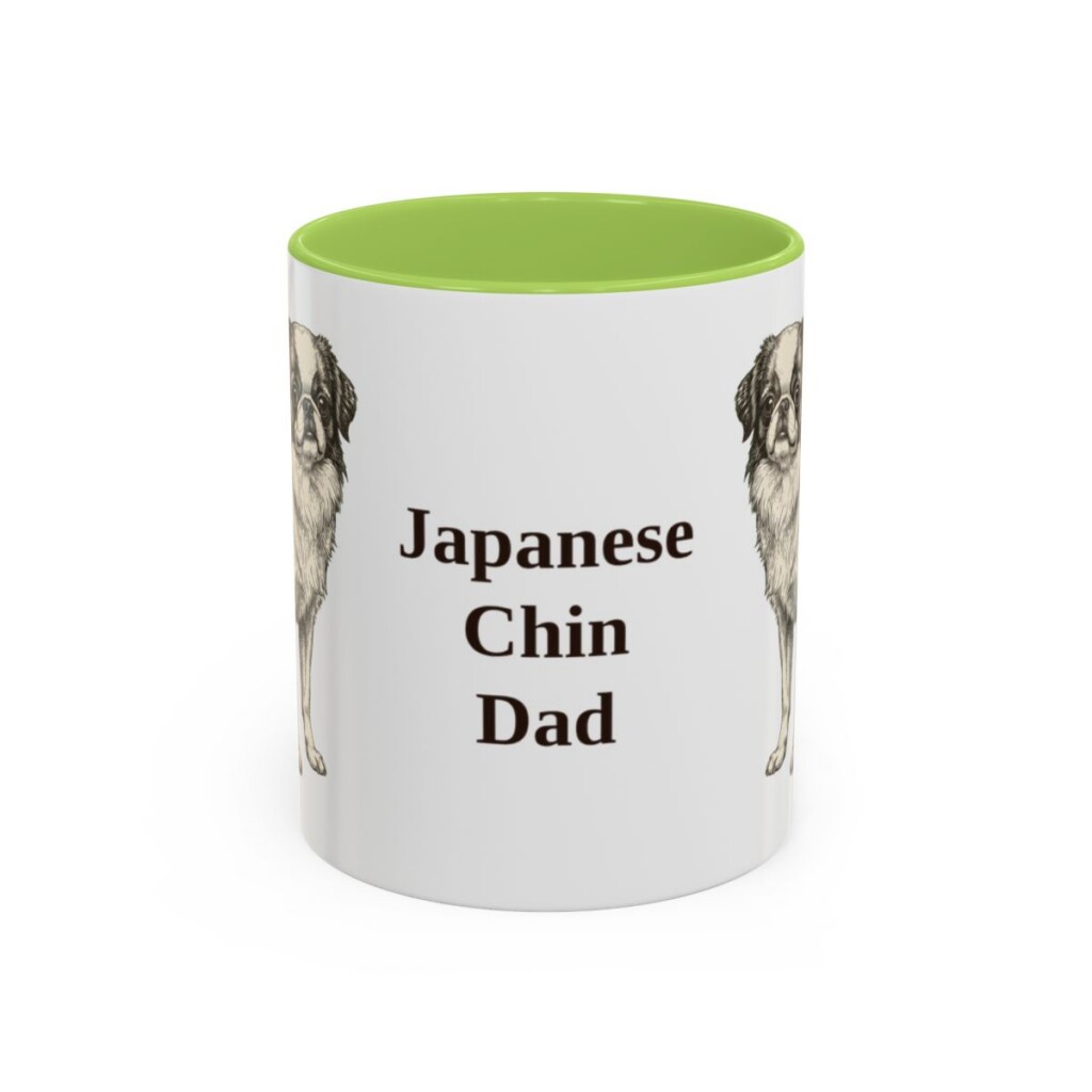 11oz Japanese Chin Dog Dad Mug, Light Green, front view