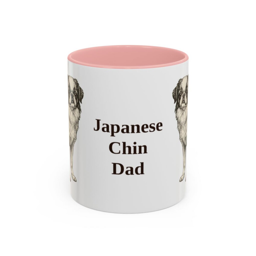 11oz Japanese Chin Dog Dad Mug, Pink, front view
