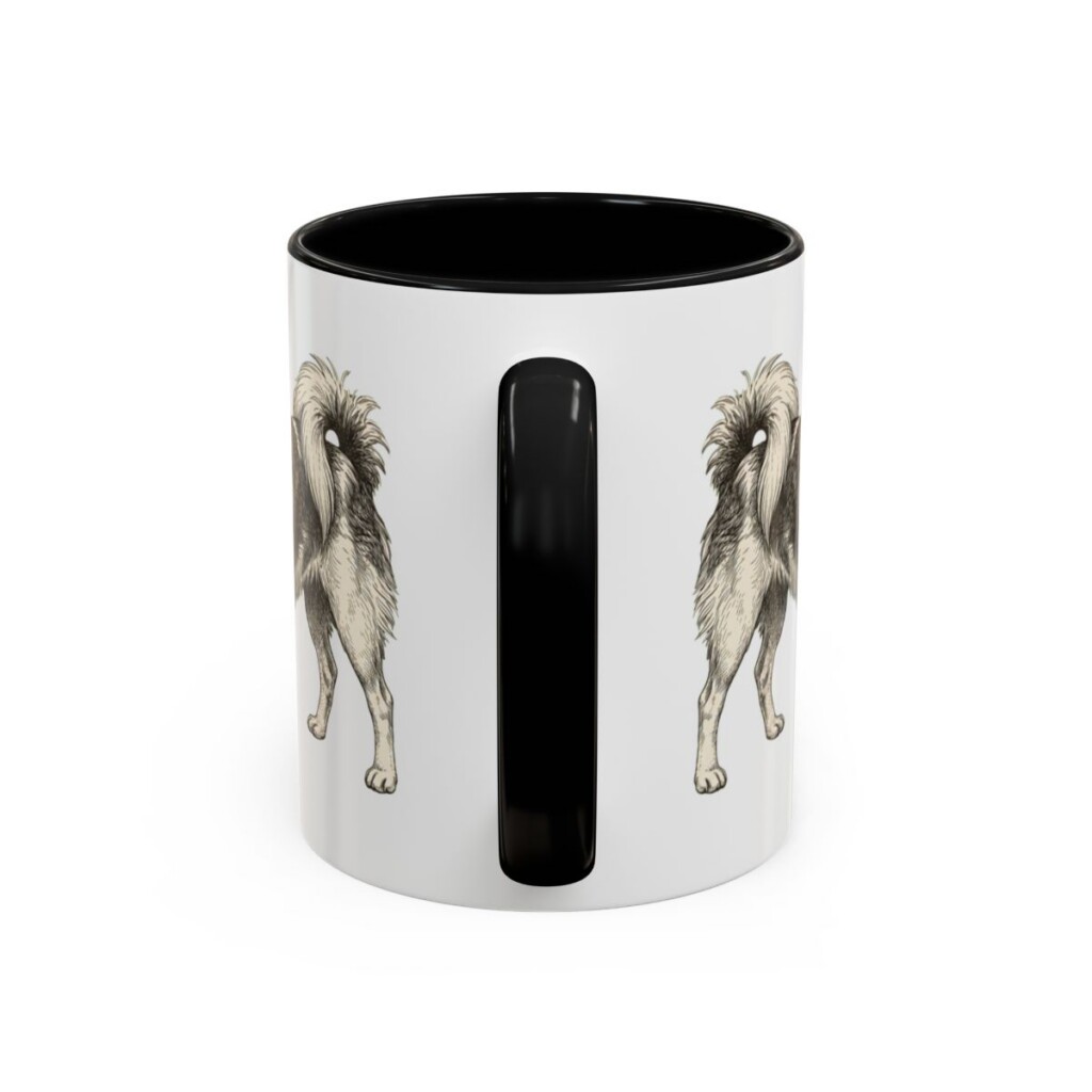 11oz Japanese Chin Dog Mom Mug, Black, back view