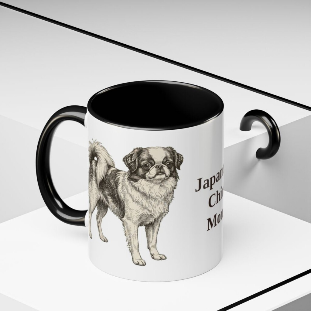 11oz Japanese Chin Dog Mom Mug, Black, lifestyle photo