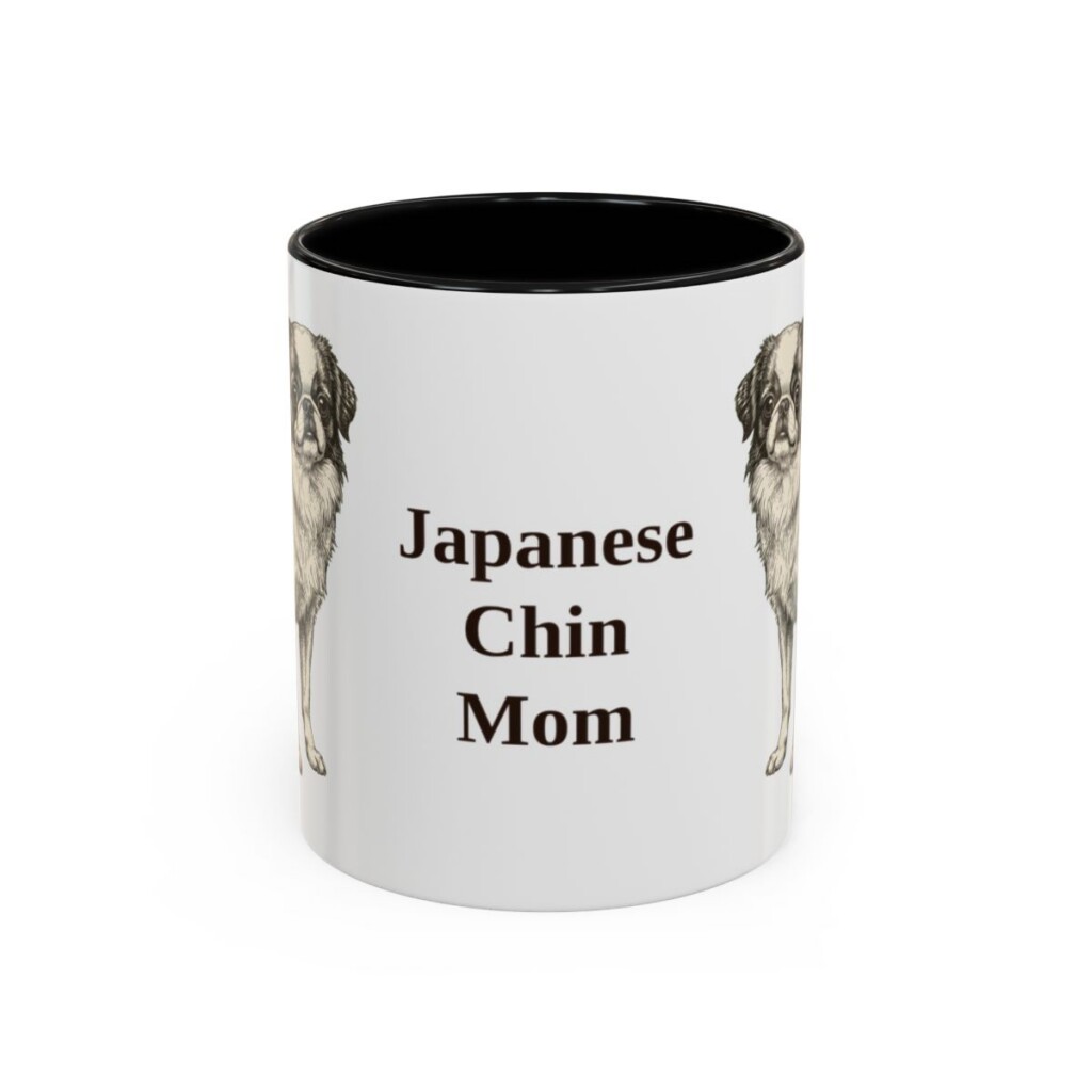 11oz Japanese Chin Dog Mom Mug, Black, front view