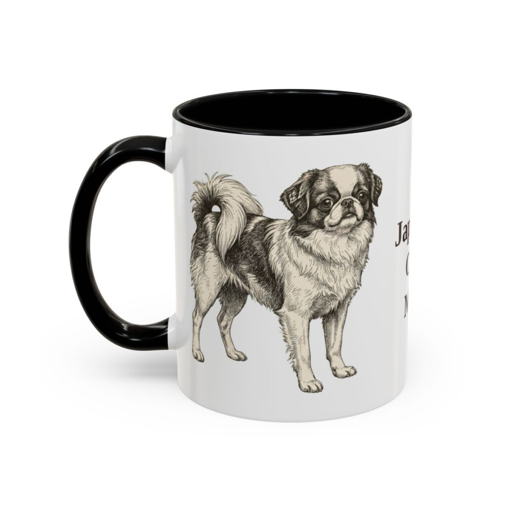 11oz Japanese Chin Dog Mom Mug, Black, left side view