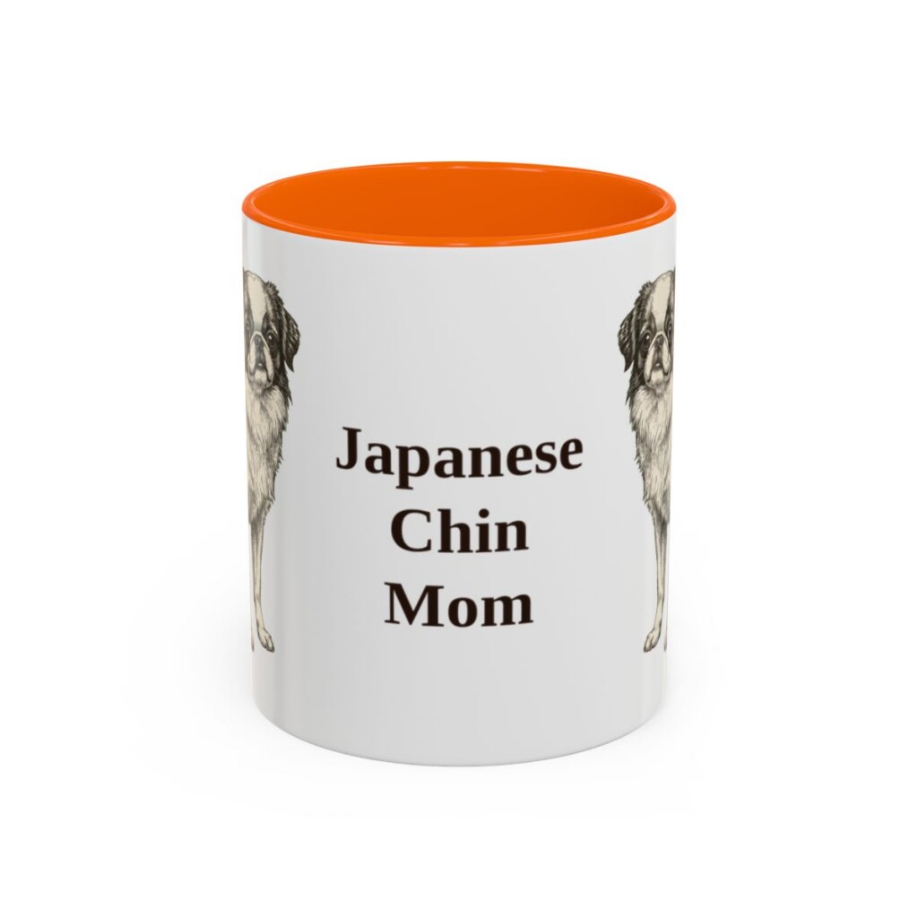 11oz Japanese Chin Dog Mom Mug, Orange, front view