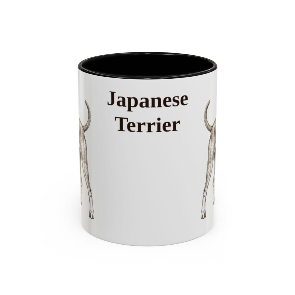 11oz Japanese Terrier Mug, Black, front view