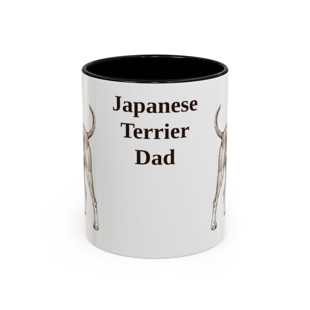 11oz Japanese Terrier Dog Dad Mug, Black, front view