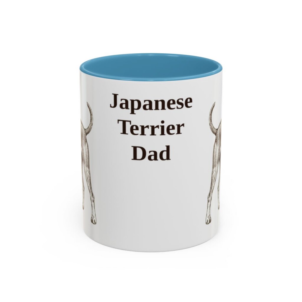 11oz Japanese Terrier Dog Dad Mug, Light Blue, front view