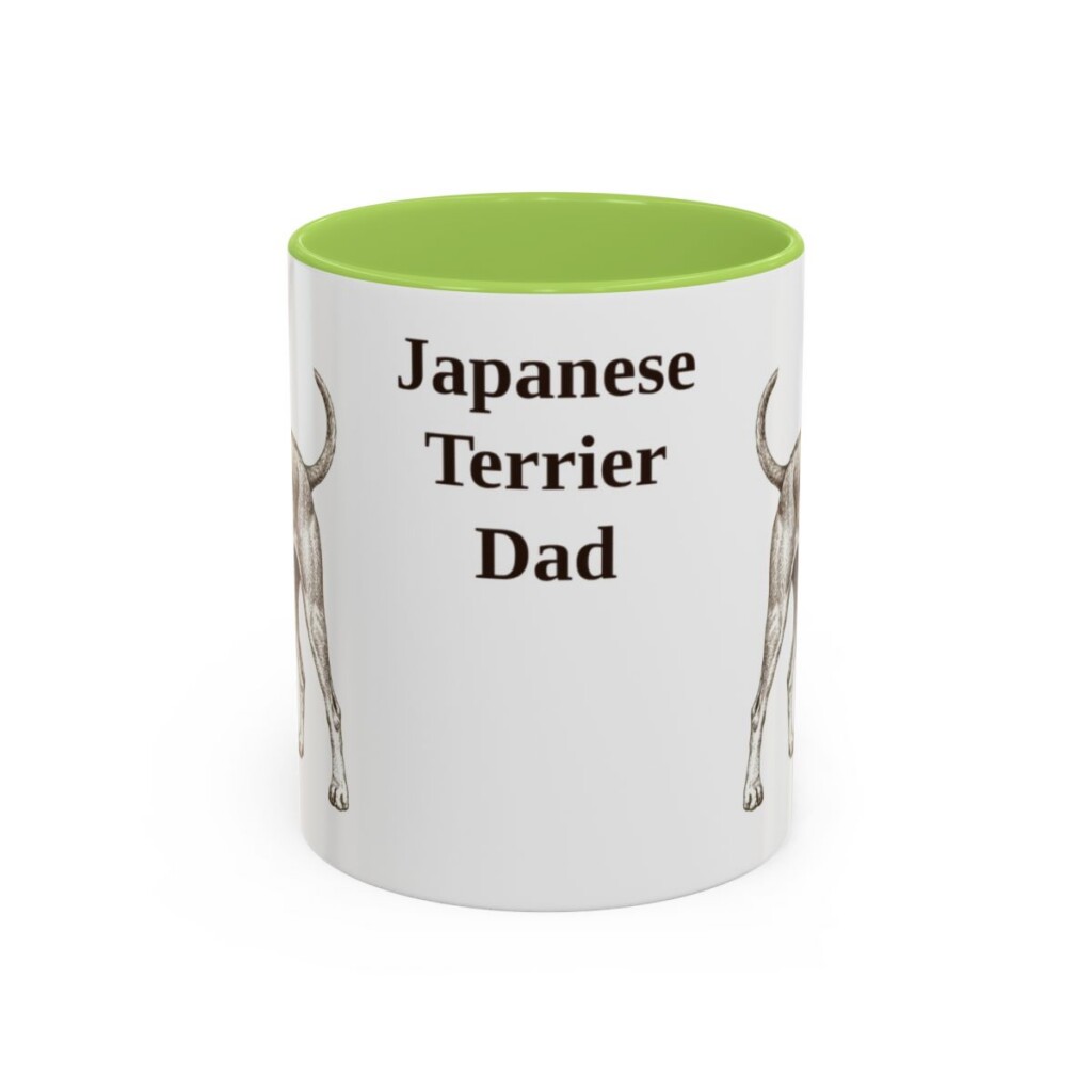 11oz Japanese Terrier Dog Dad Mug, Light Green, front view