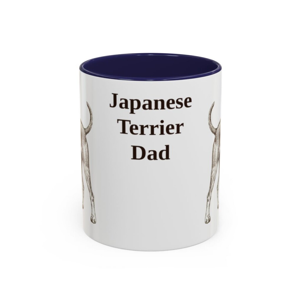 11oz Japanese Terrier Dog Dad Mug, Navy, front view