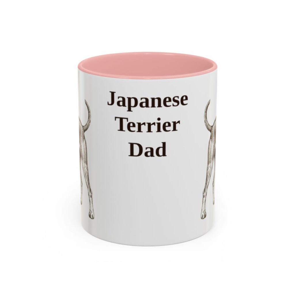 11oz Japanese Terrier Dog Dad Mug, Pink, front view