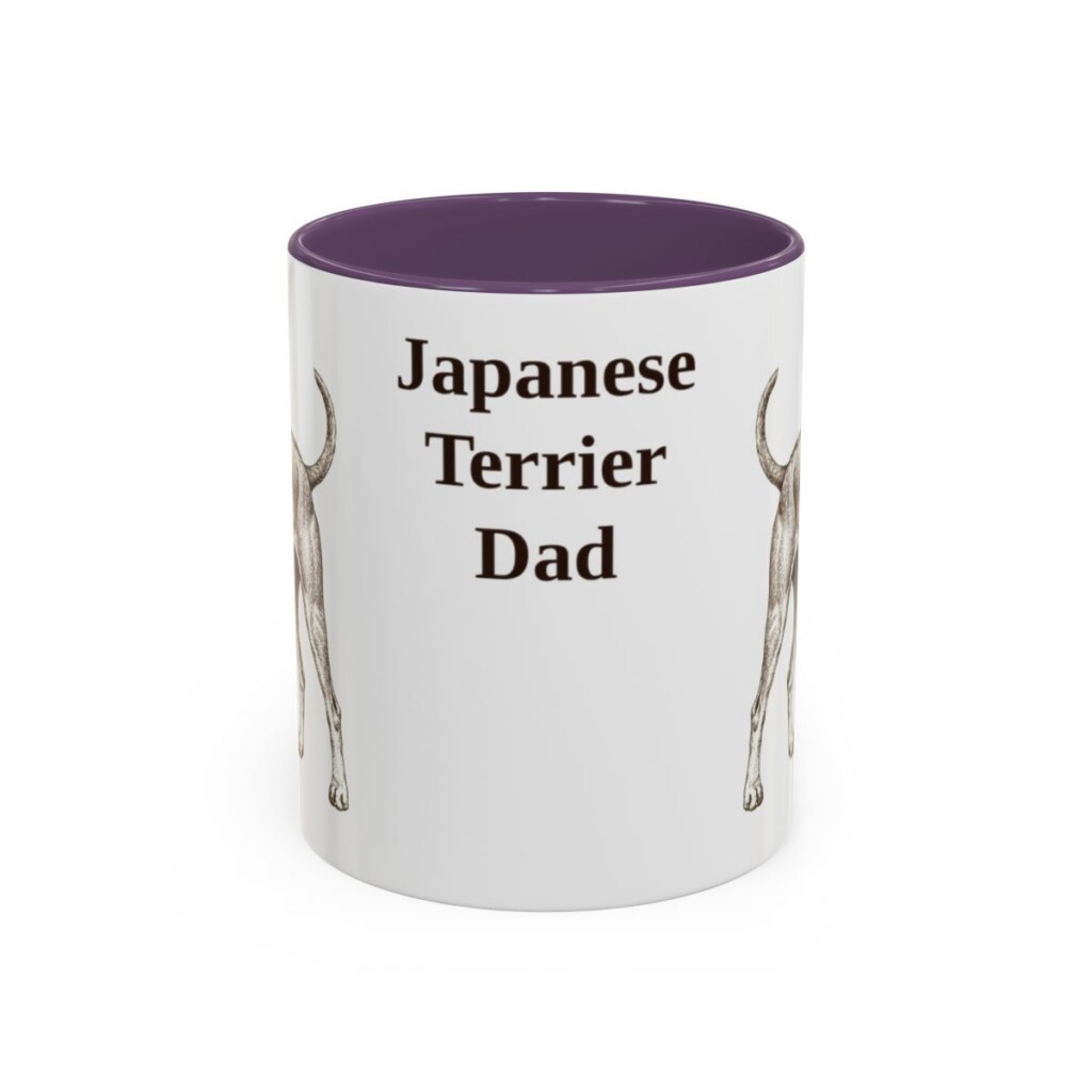 11oz Japanese Terrier Dog Dad Mug, Purple, front view