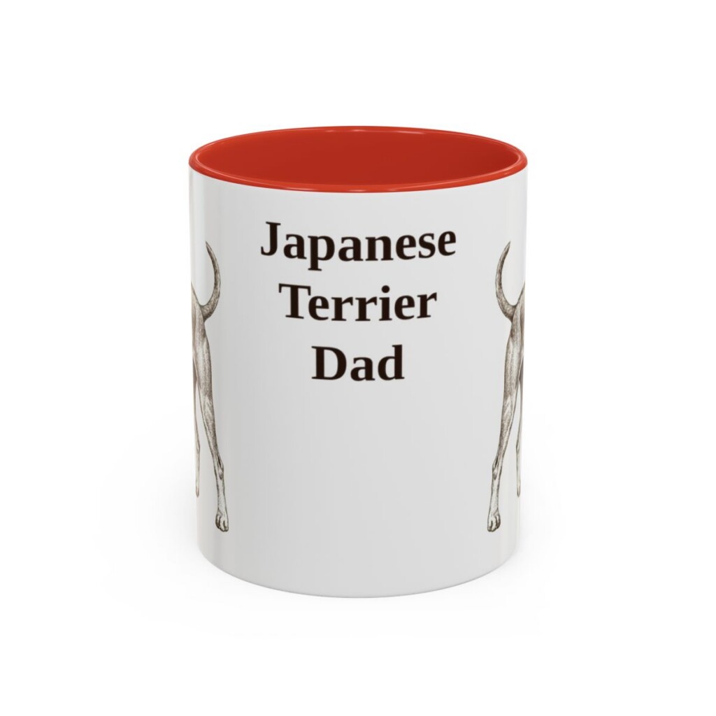 11oz Japanese Terrier Dog Dad Mug, Red, front view