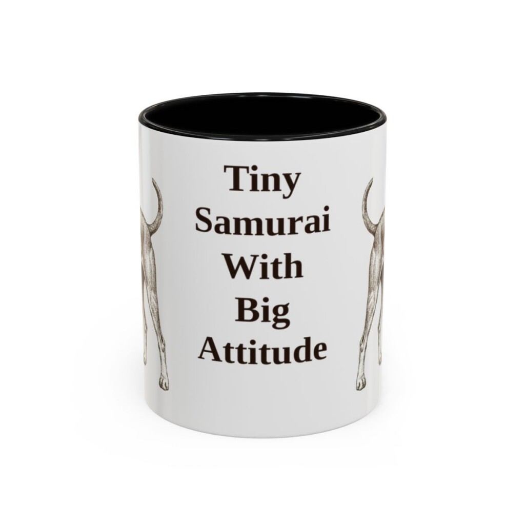 11oz Funny Japanese Terrier Mug, Black, front view