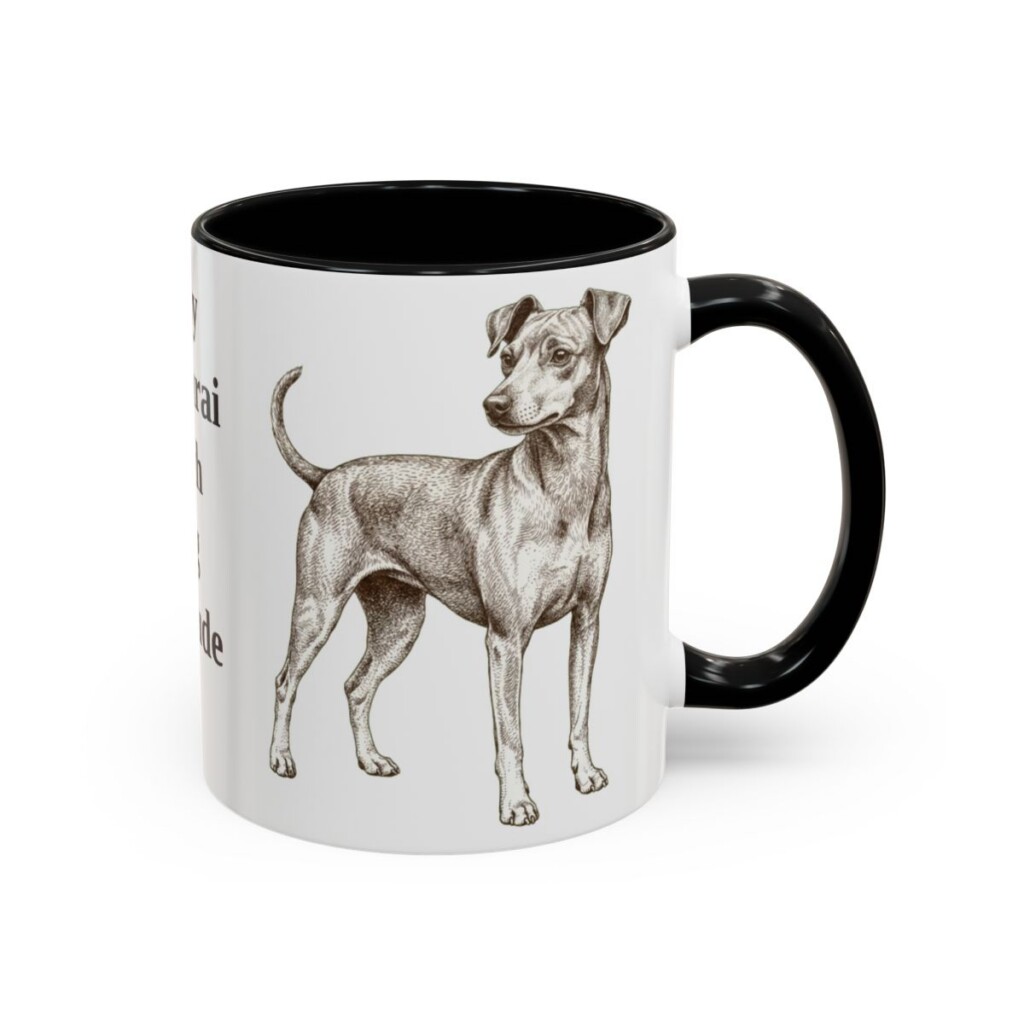 11oz Funny Japanese Terrier Mug, Black, right side view
