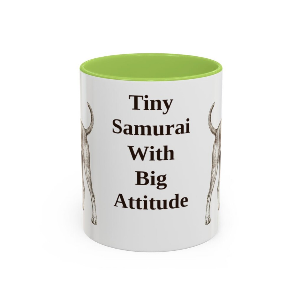 11oz Funny Japanese Terrier Mug, Light Green, front view