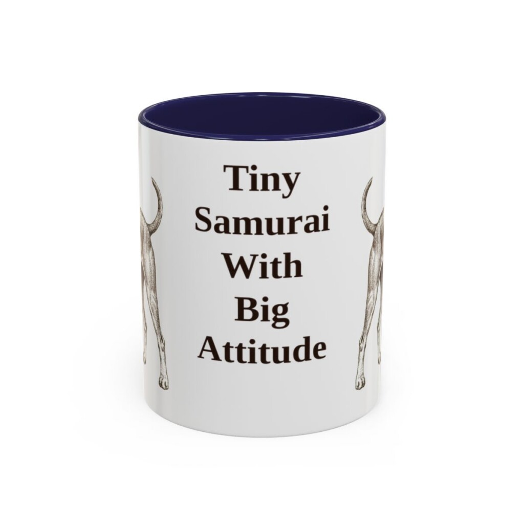 11oz Funny Japanese Terrier Mug, Navy, front view