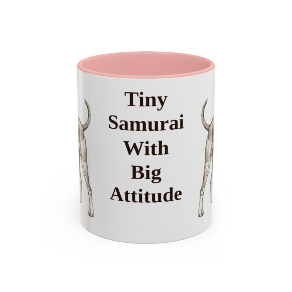 11oz Funny Japanese Terrier Mug, Pink, front view