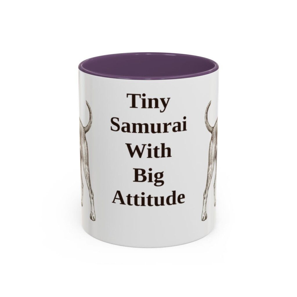 11oz Funny Japanese Terrier Mug, Purple, front view