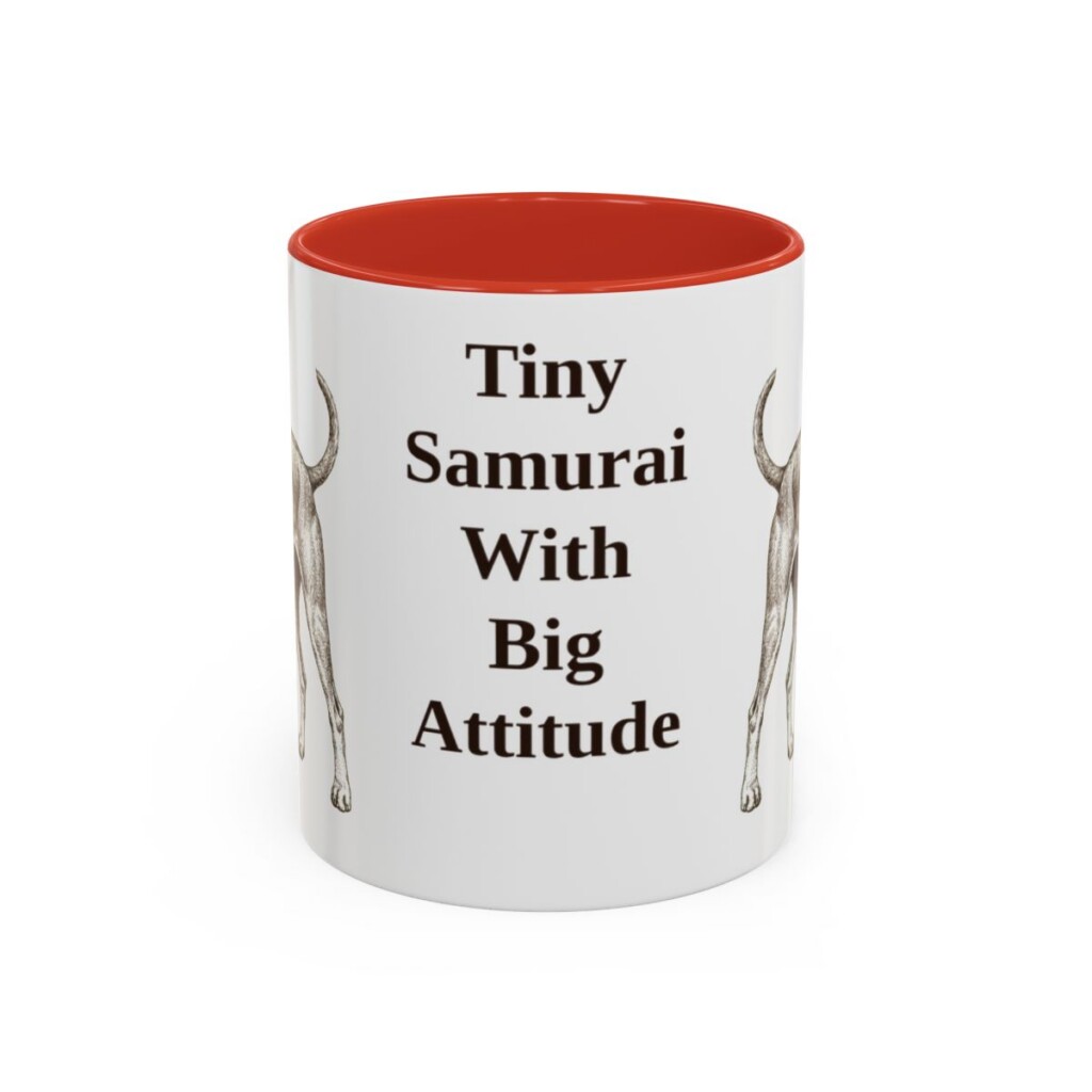 11oz Funny Japanese Terrier Mug, Red, front view